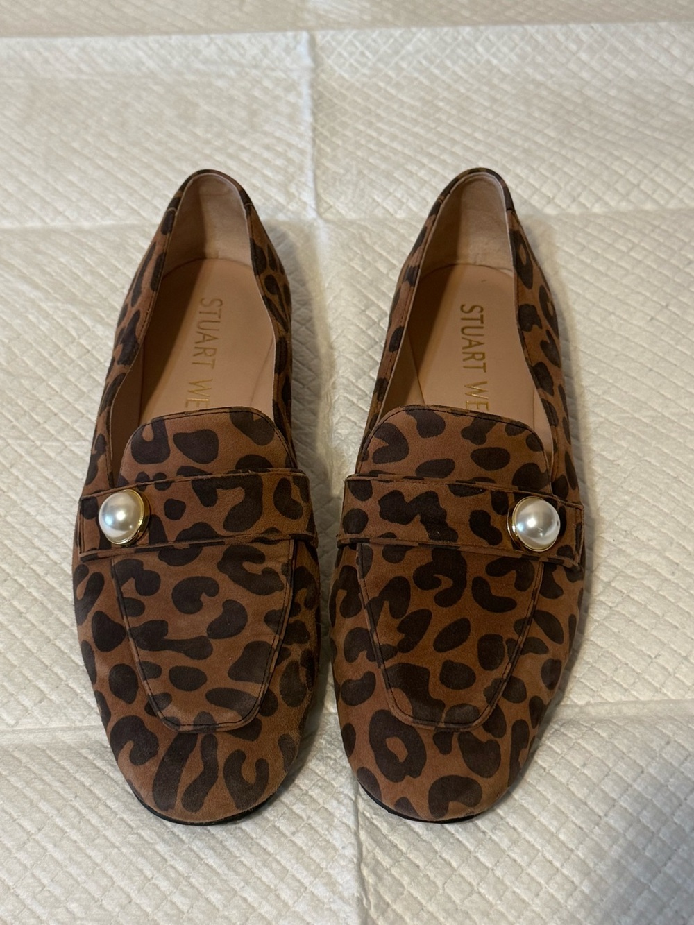Stuart Weitzman Payson Pearl Suede Loafers size 7.5